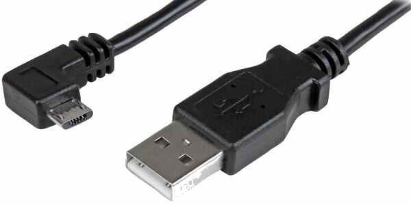 Startech Right-Angled Micro USB Cable, 1m, Black, USB 2.0