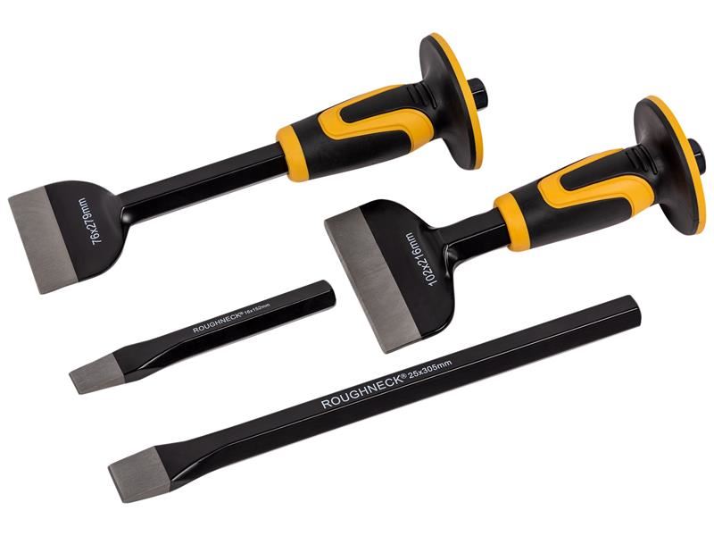 Roughneck - Coffret burins et ciseaux à froid en acier, 4 pièces