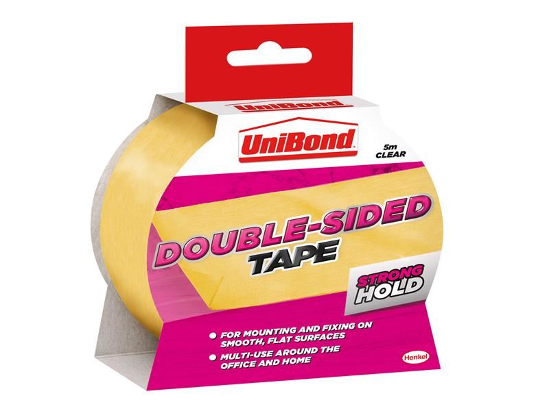 UniBond Double-Sided Tape 38mm x 5m, Clear, for DIY & Office