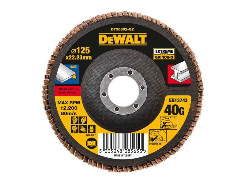 Disque à lamelles pour métal Dewalt DT30602, 125mm x grain 40G