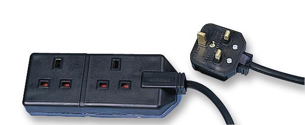 PERMAPLUG ヘビーデューティー2連延長コード 4m ブラック