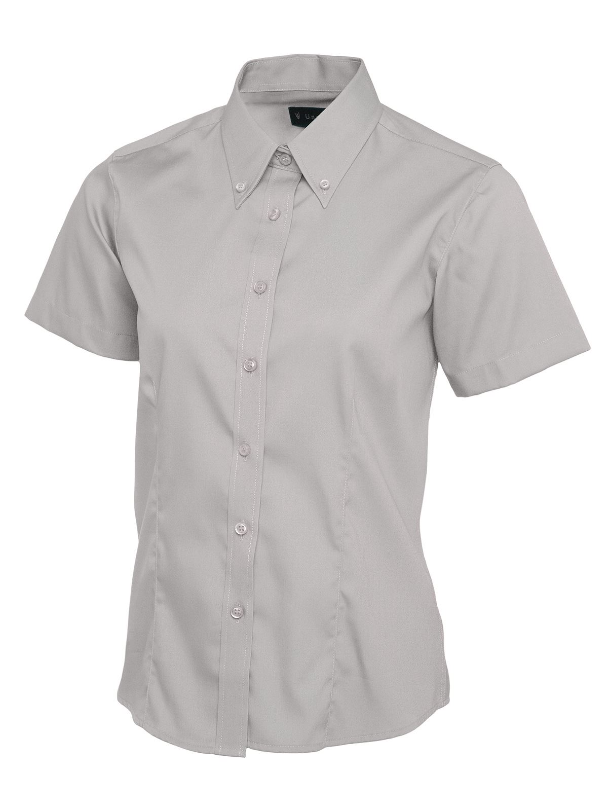 Uneek Women's Pinpoint Oxford Shirt, 70% Cotton, Silver Grey, Size L