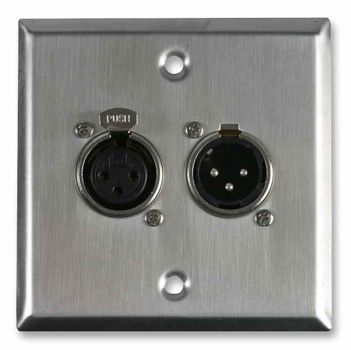 Pro Signal Stainless Steel AV Wall Plate, 1x Male & Female XLR