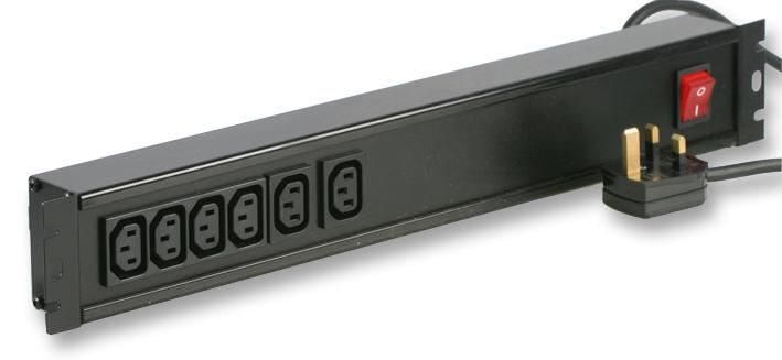 POWERDATA TECHNOLOGIES - 6-fach IEC C13 Stromverteiler mit 13A Stecker - Vertik
