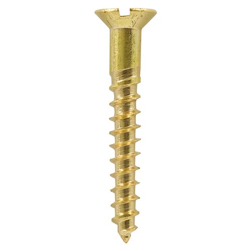 Timco Solid Brass Timber Screws, Slotted, Countersunk, Size 10 x 2 (100 Pcs)