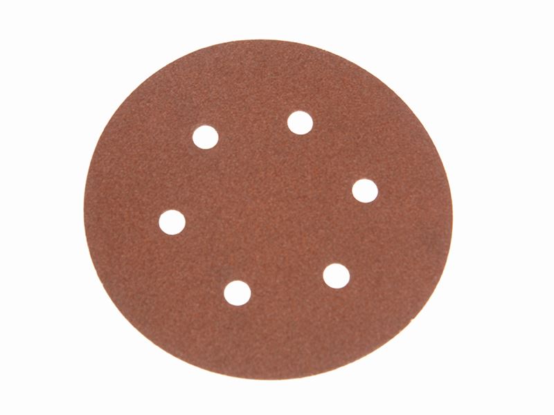 Faithfull 150mm Hook & Loop Sanding Discs, Aluminium Oxide, 80G, Pack of 5