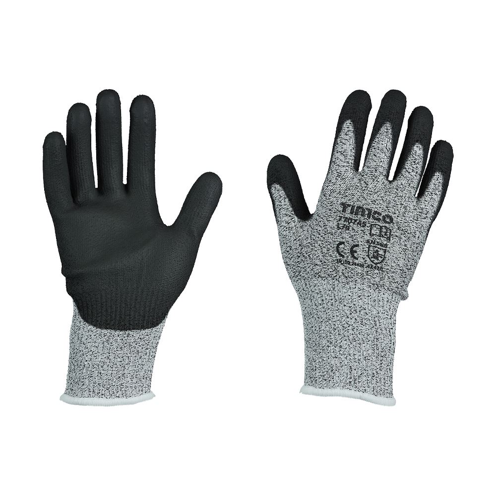 Timco High Cut Gloves - PU Coated, HPPE & Glass Fibre, XL (10)