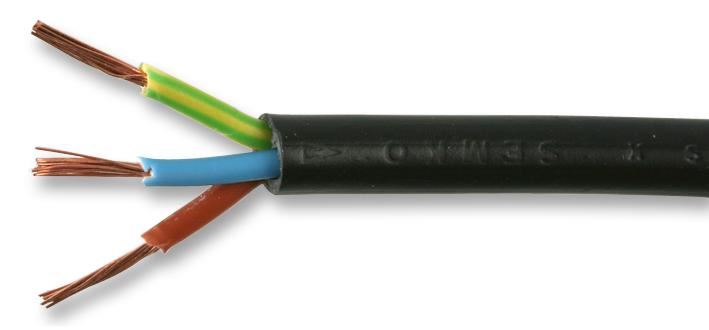 PRO ELEC 0.50mm² 3-Core Mains Cable, Black, 25m