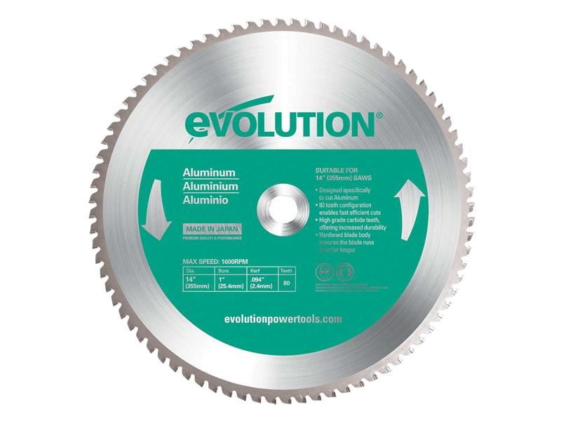 Evolution Aluminium Cutting Chop Saw Blade 355 x 25.4mm, 80T