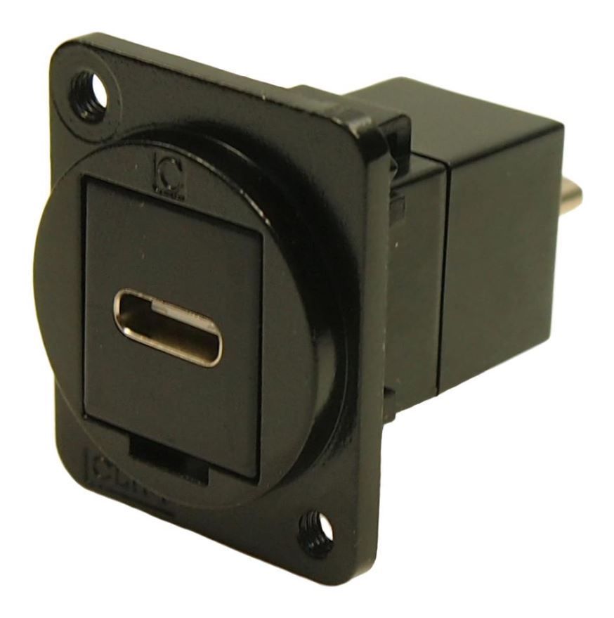 CLIFF Connettore USB C a Plug Passante, Nero, Metallo
