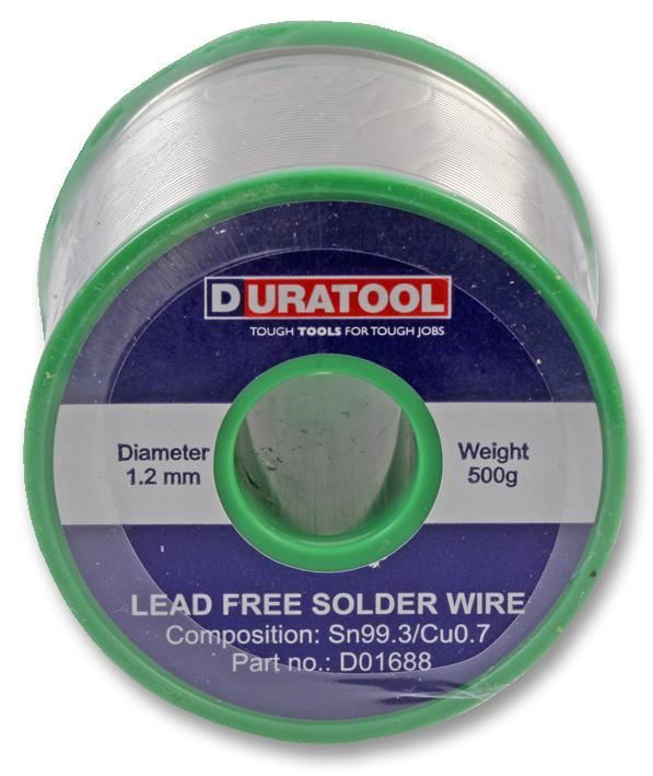 Duratool Lead Free Solder Wire, 1.2mm, 500g
