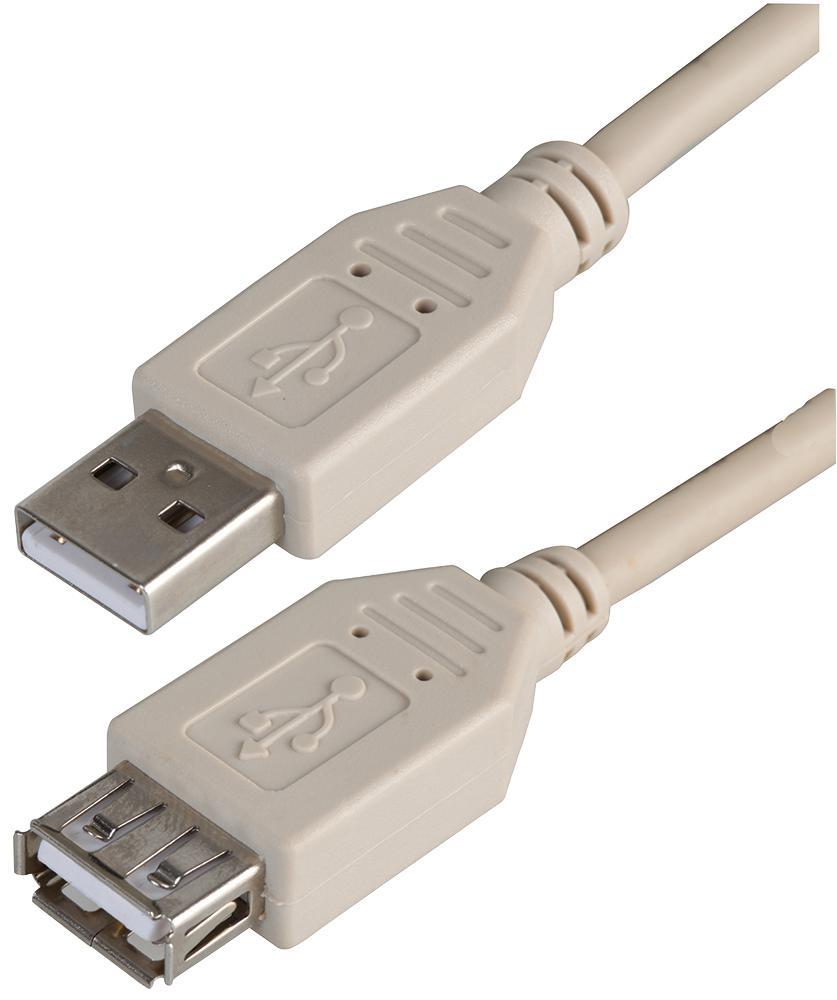 PRO SIGNAL USB 2.0 A Male to Female Cable, 1m, Grey