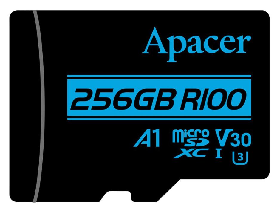 APACER - 256GB R100 UHS-I U3 Kelas 10 Kad Memori MicroSDXC, Baca 100MB/s Tulis 
