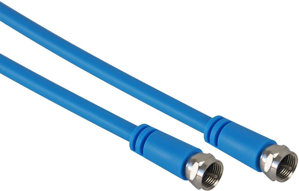MAXVIEW Cable coaxial F-Type para satélite, macho a macho, azul, 10m