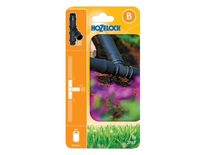 Hozelock 2767 T-Piece 13mm Pack of 5