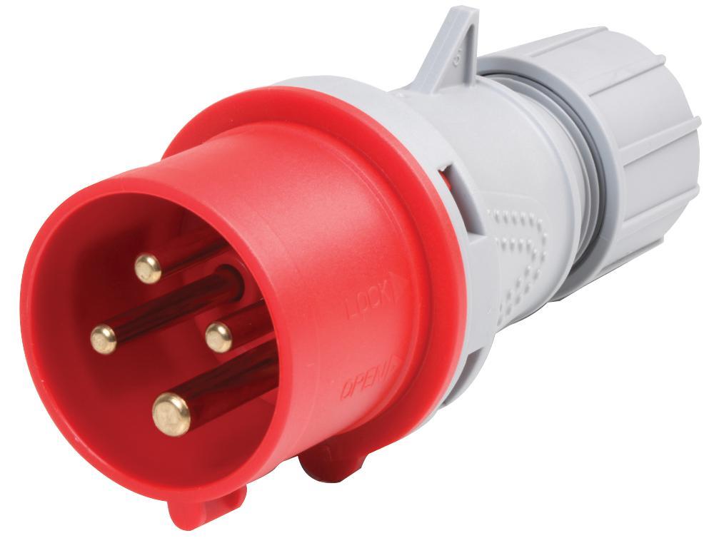 PRO ELEC Enchufe CEE 16A 400V, 3P+E, IP44, Rojo