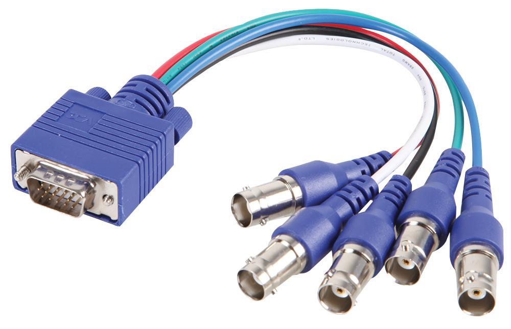 VDC - 15-Pin-VGA-zu-5x-BNC-Kabel, 150mm, blau
