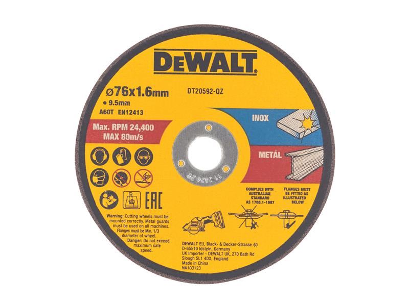 DEWALT DT20592 Disco Abrasivo da Taglio 76x1,6mm (Confezione da 3)