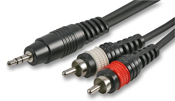 Kabel Audio PULSE - 3.5mm Stereo Jack ke 2x Phono (RCA), 1.2m Hitam