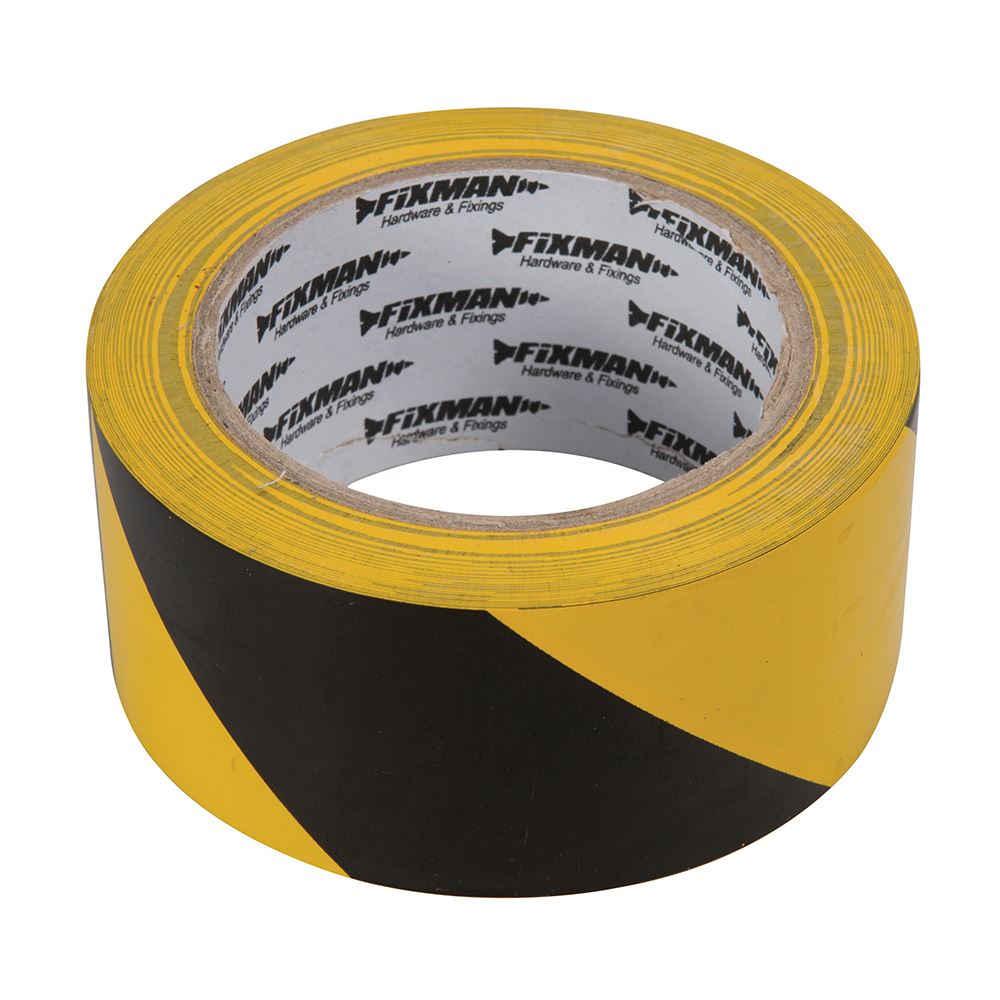 Ruban de sécurité Fixman - 50mm x 33m, Noir/Jaune