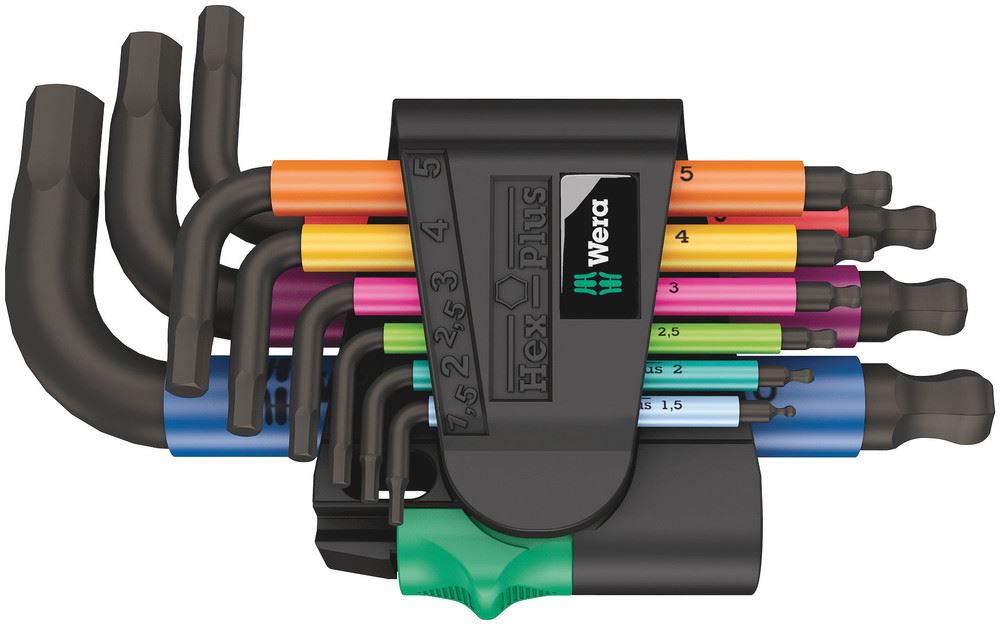 Wera Hex-Plus Multicolour 2 L-Key Set, Metric, BlackLaser, 9-Piece
