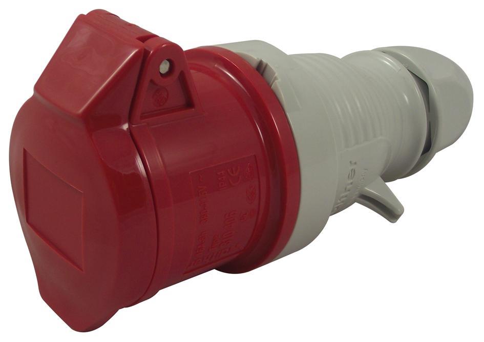 Walther 16A, 415V Cable Mount CEE Socket, 3P+E, Red, IP44