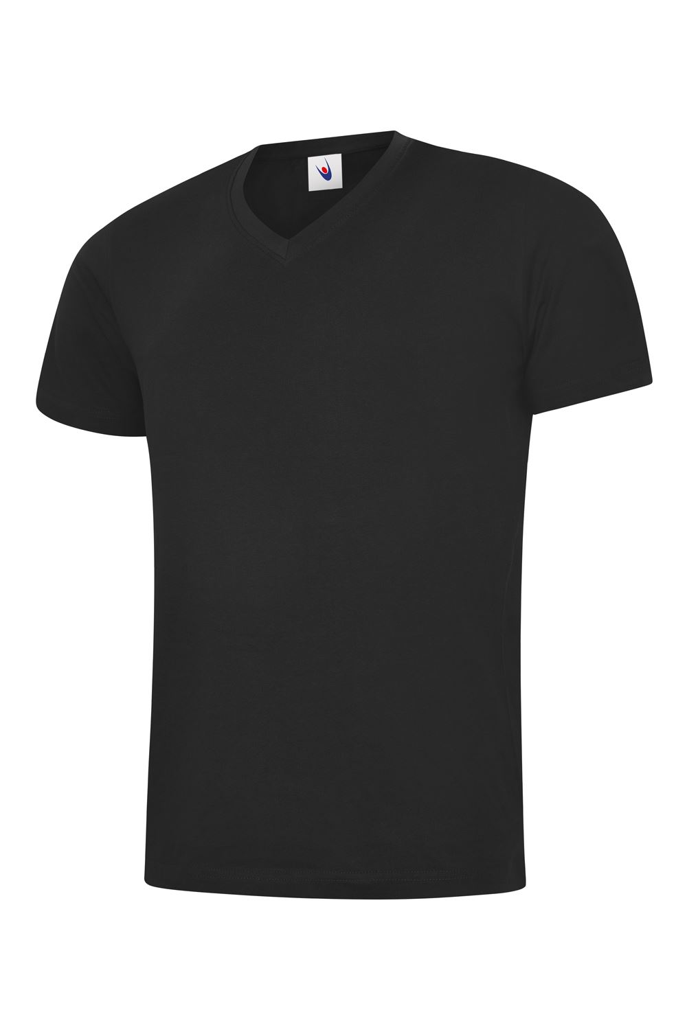 Uneek Unisex Classic V-Neck Cotton T-Shirt - Black - XS