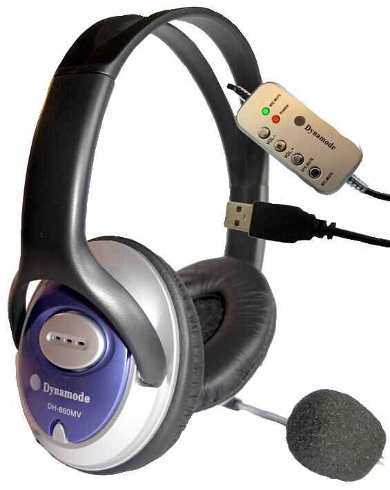 DYNAMODE Headset Estéreo USB com Microfone Boom para Skype