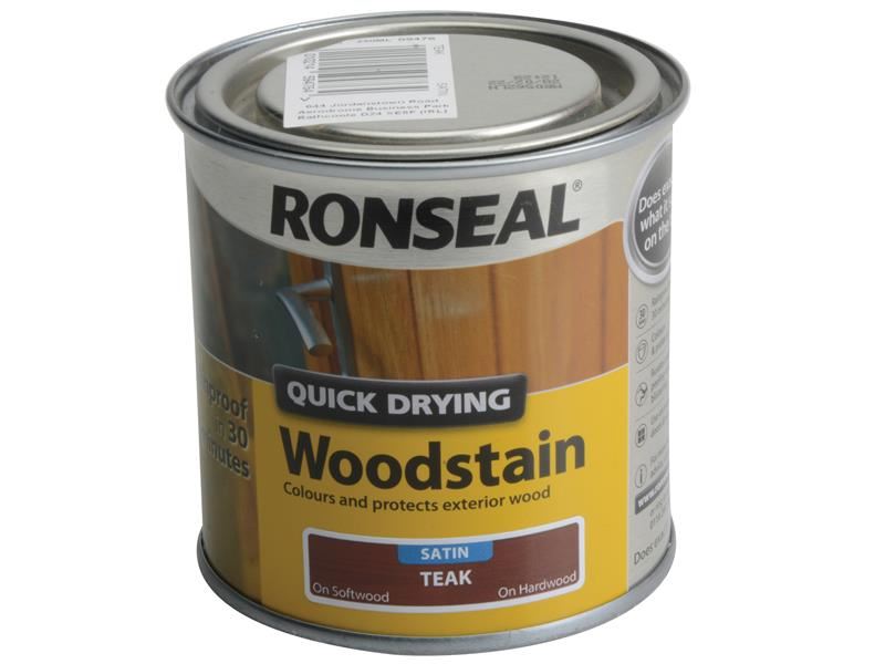 Ronseal Quick Drying Woodstain, Satin Teak, 250ml