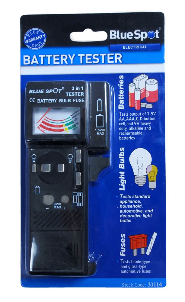Blue Spot Tools Battery, Bulb & Fuse Tester