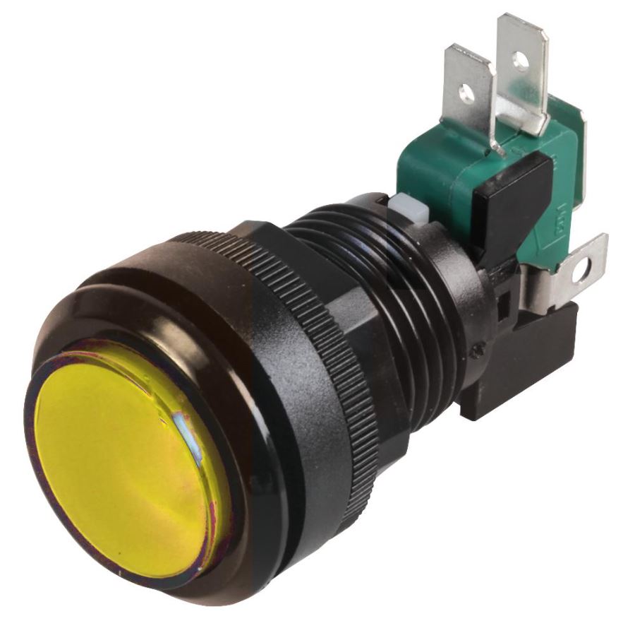 Interrupteur à bouton-poussoir arcade LED 12V RJS ELECTRONICS, Jaune, Momentané
