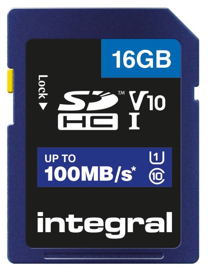 Integral SDHC UHS-I U1 V10 Memory Card 16GB, 100MB/s
