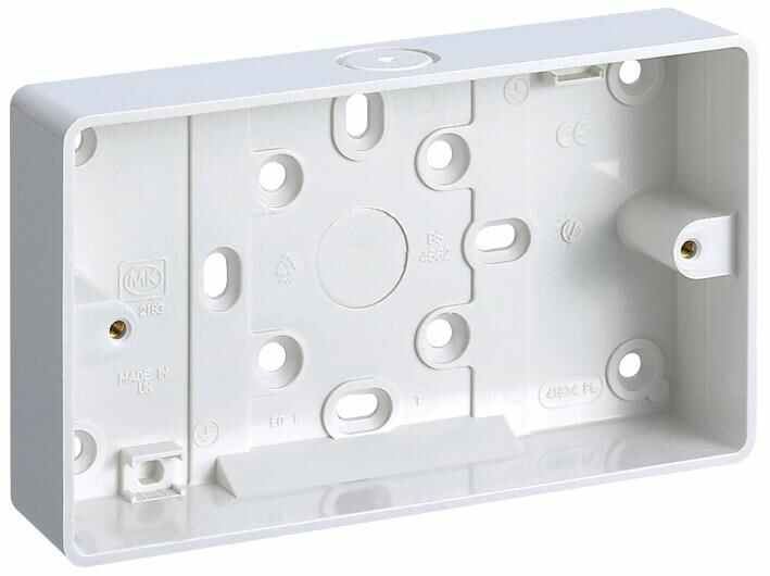 MK 2-Gang White PVC Surface Pattress Box, 32mm