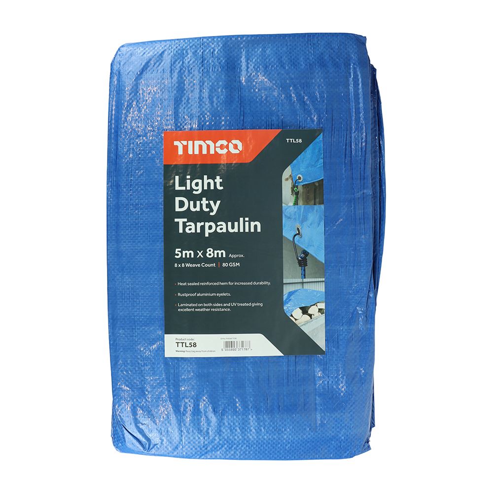 Timco יריעת פלסטיק לתפקוד קל, 5 מטר x 8 מטר, כחולה, עמידה לקרני UV
