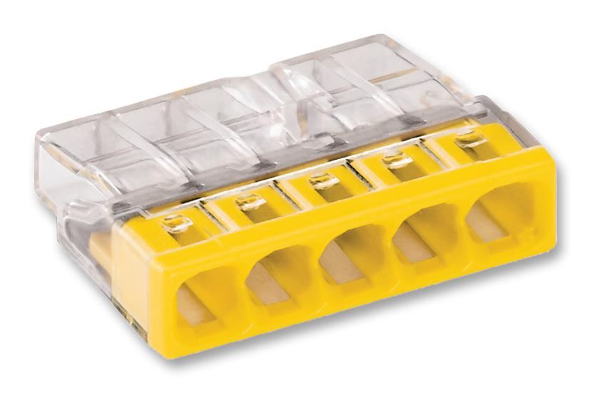 WAGO 2273 Series 5-Way Compact Push Wire Connector, Yellow