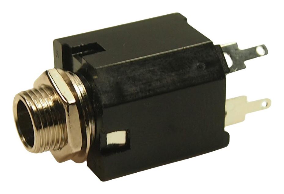 CLIFF ELECTRONIC COMPONENTS - 6.35毫米（1/4吋）垂直PCB立體聲插座帶螺母（開關式）