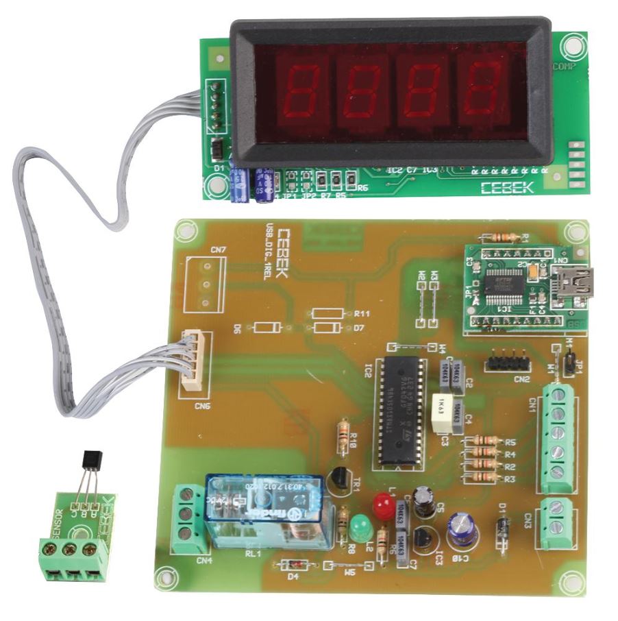 Termostato y Termómetro USB CEBEK 4-Dígitos 0.5 Pulgadas con Relé
