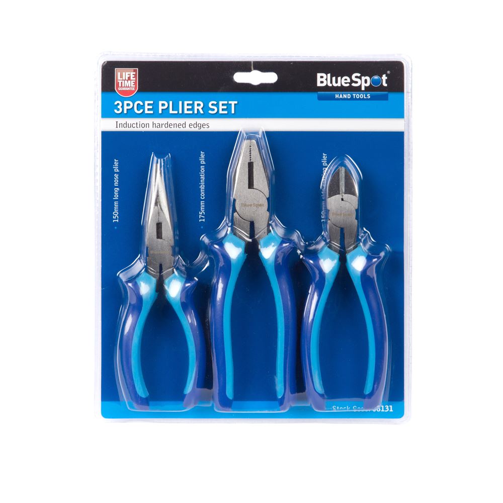 Blue Spot Tools 3-Piece Plier Set with Soft Grip Handles