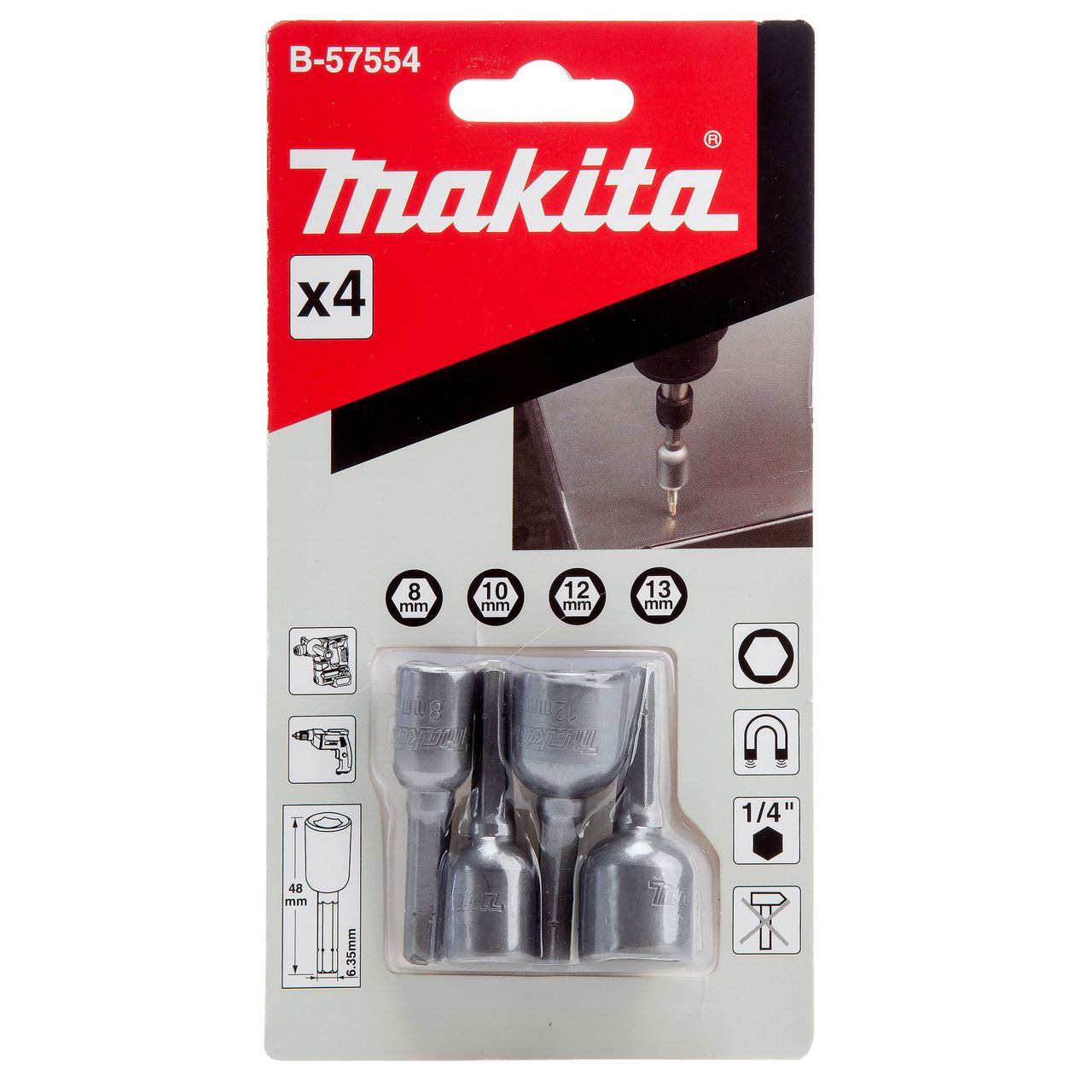 Makita - Set Pemutar Nut Magnetik (4 Keping) B-57554