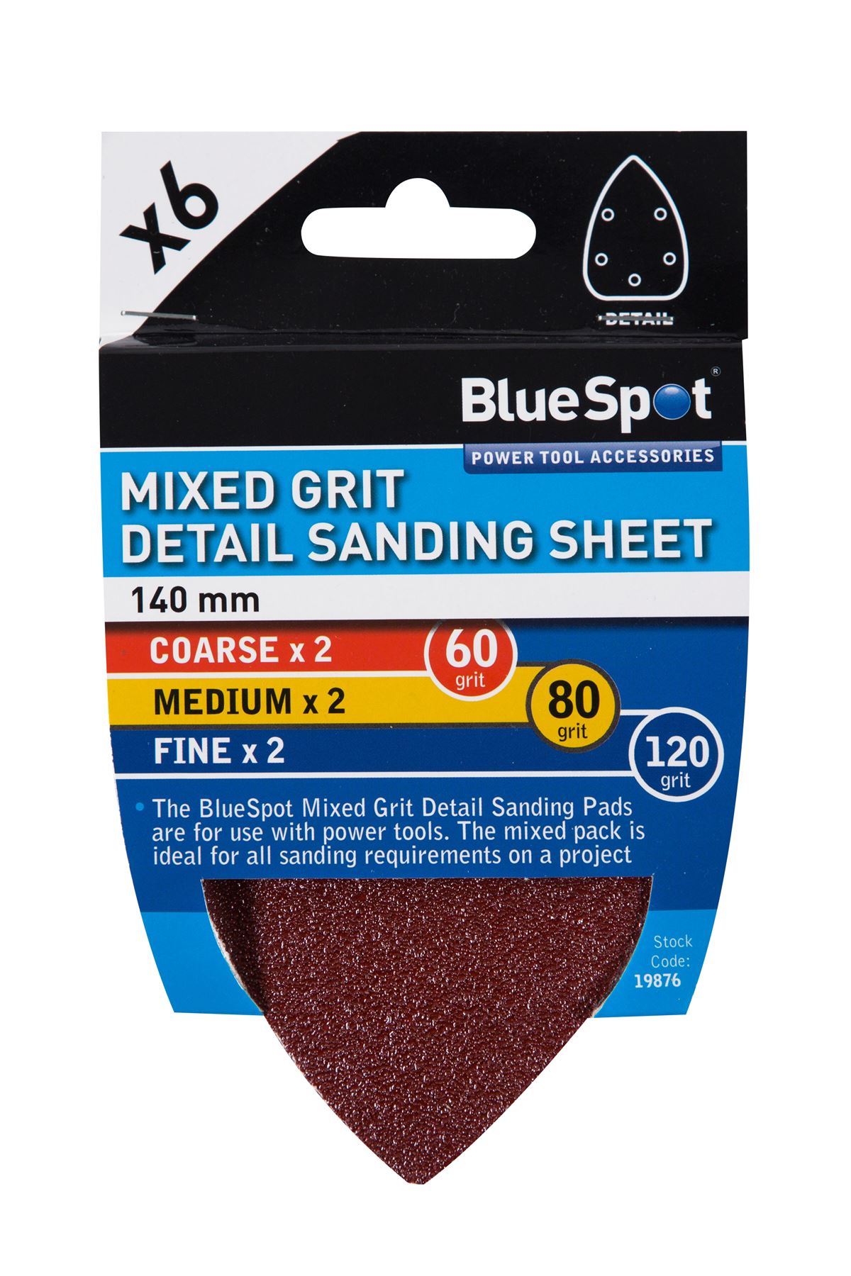 Blue Spot Tools - 6片裝 140毫米混合砂度細節打磨砂紙