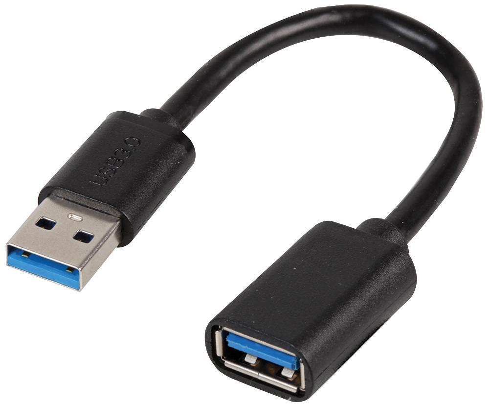 PRO SIGNAL - USB 3.0 A Verlängerungskabel, Stecker auf Buchse, 0,15m schwarz
