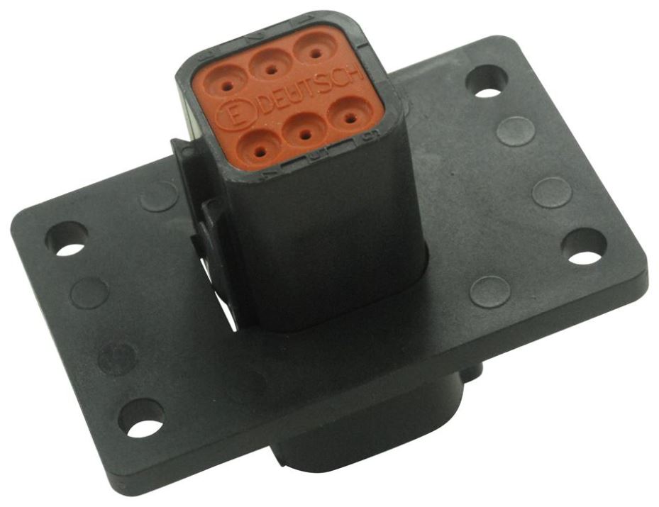 TE Connectivity DT Series Flange Mount Receptacle, 6-Way, Black