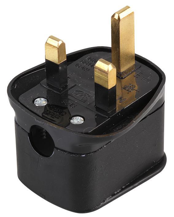 PRO ELEC サージプロテクター付きプラグ 5A ヒューズ付き ナイロン製 ブラック