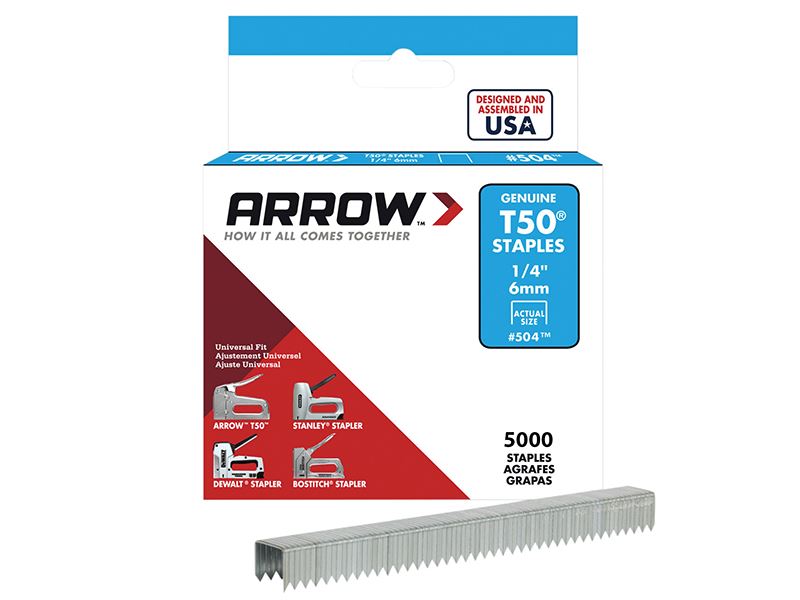 Arrow T50 Nieten 6mm (1/4 inch), Bulkverpakking van 5.000