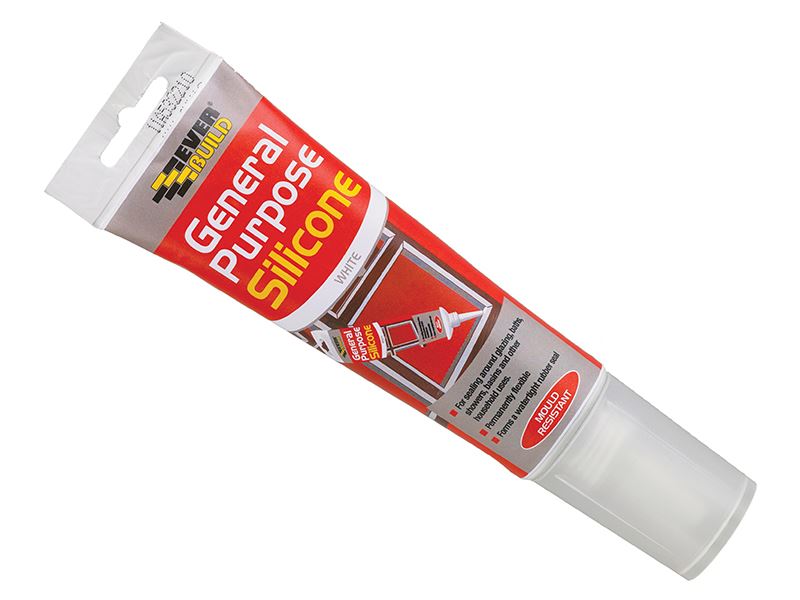 Everbuild Sika General Purpose Silicone Sealant, White, 80ml