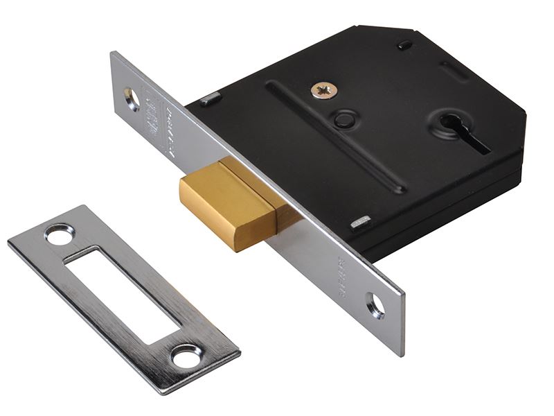 UNION Essentials 3 Lever Mortice Deadlock, Chrome, 65mm