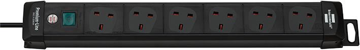 BRENNENSTUHL Premium 6-Way Switched Extension Lead, 3m, Black