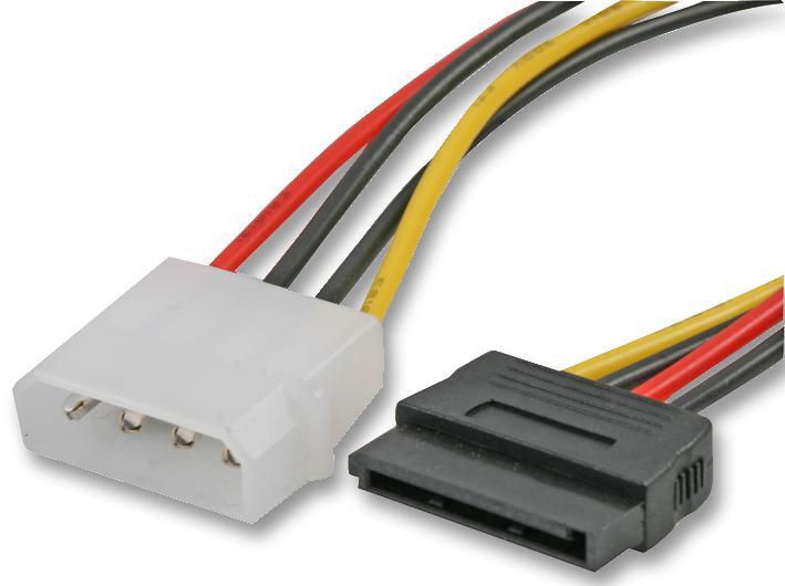 PRO SIGNAL 4-Pin Molex to 15-Pin SATA Power Lead, 0.2m