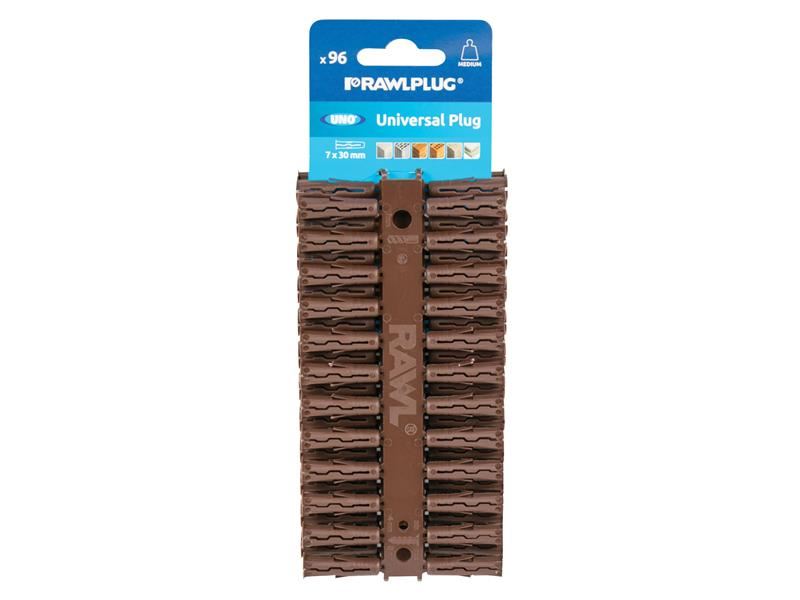 Rawlplug Tasselli Universali UNO Marrone, 7 x 30mm (Confezione da 96)