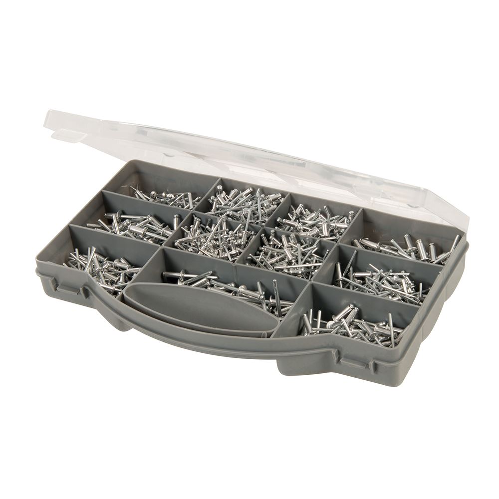 Fixman Rivets Pack - 650pce, Mixed Sizes, Aluminium & Zinc-Plated Steel